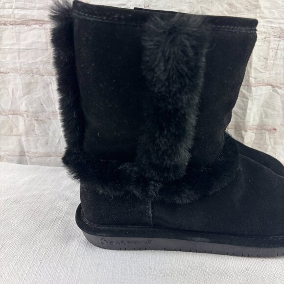Bearpaw Women's 9 Black Suede Faux Fur Insulated Ashleigh Winter Boots - Picture 4 of 11